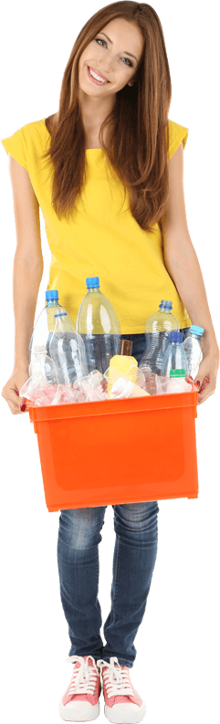 image of a girl holding cleaning supplies